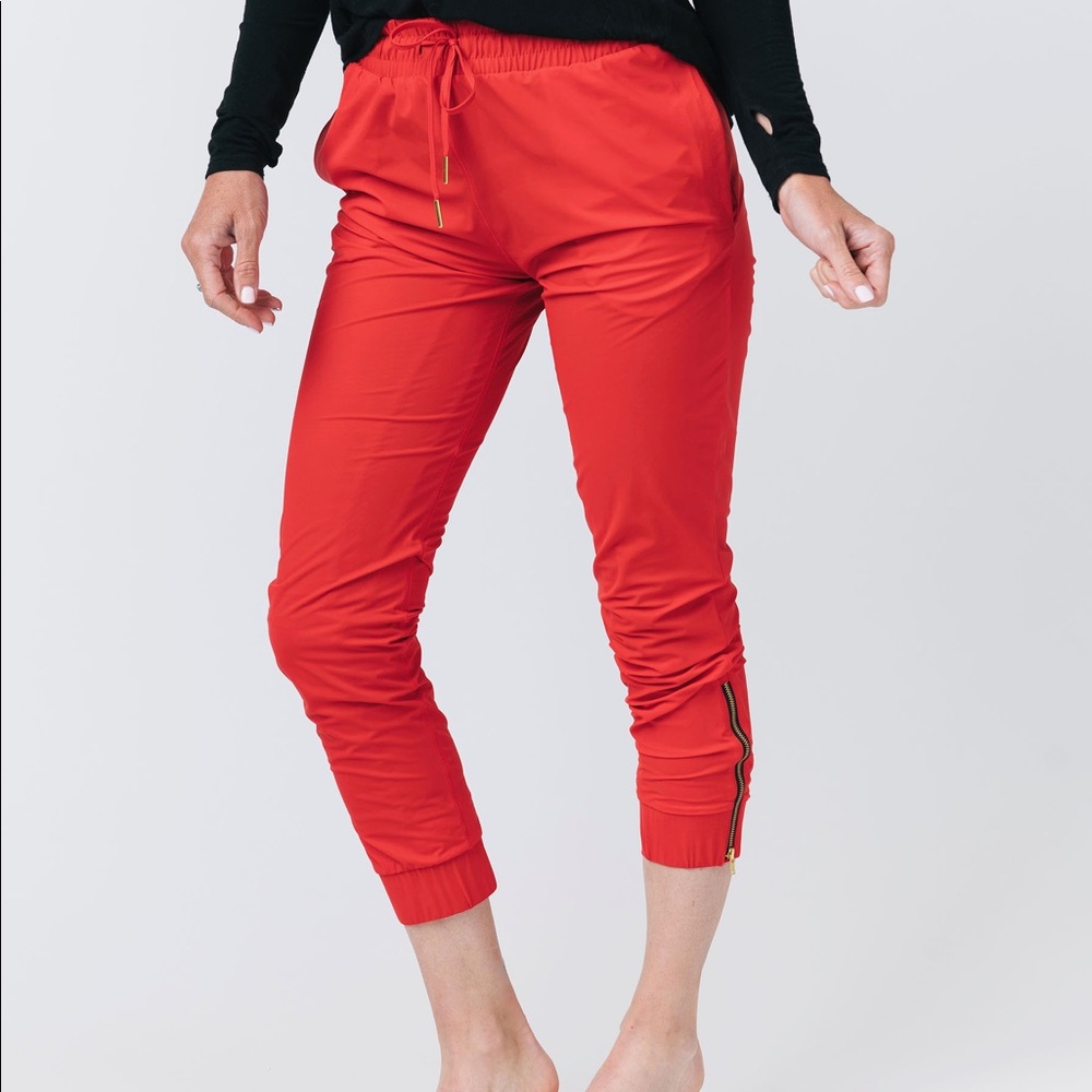 Zyia Red Everywhere Zipper Joggers